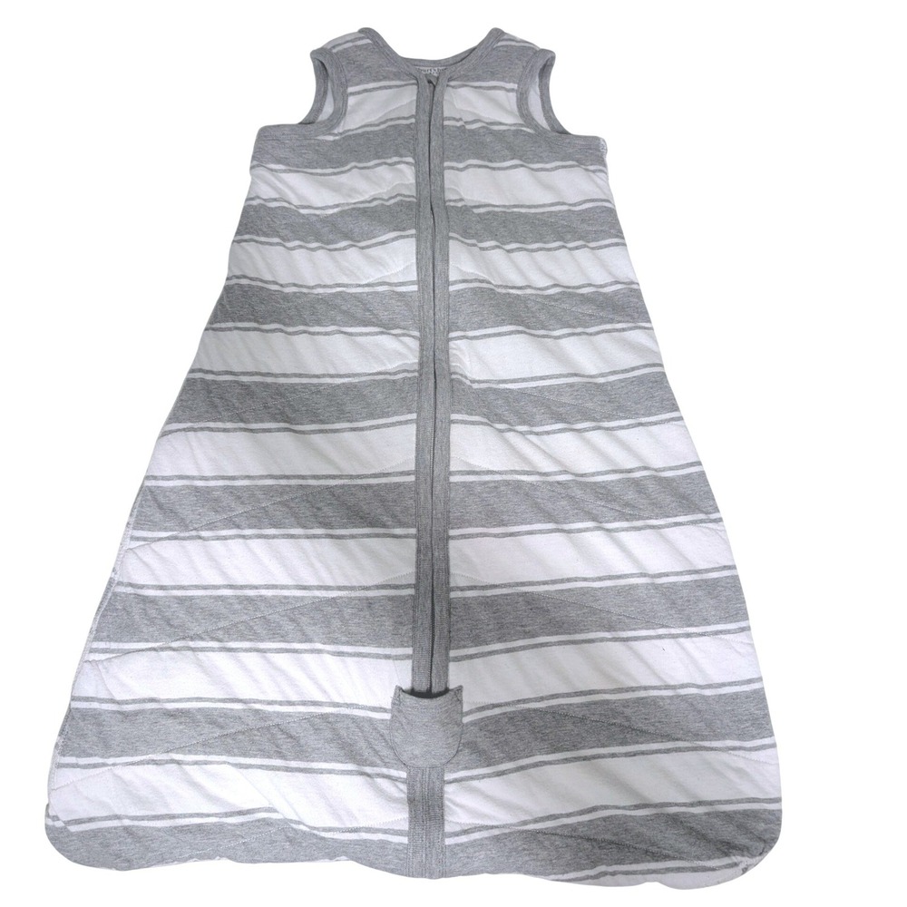 Burt's Bees Baby Sleep Sack Size Large 12-18M Gray White Striped Organic Cotton